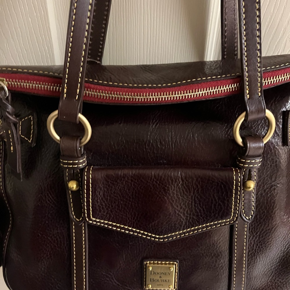Dooney & Bourke Leather Toledo Med Satchel Chestnut Used